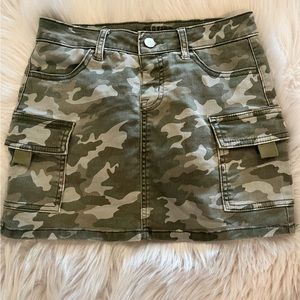Girls Camo Denim Skirt